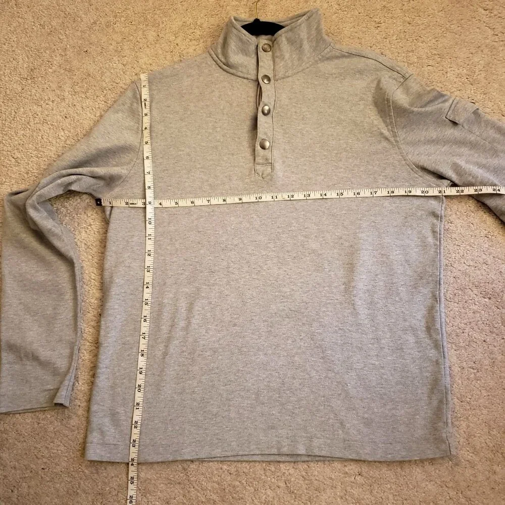 Banana Republic Quarter Neckline with Snaps Grey Sweatshirt w/Sleeve Pocket Sz M
